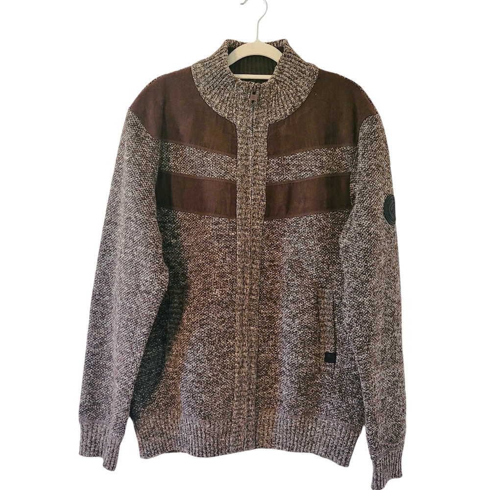 Buffalo David Bitton Westony Zip Front Brown Mix Sweater Jacket